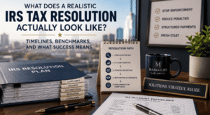 IRS tax resolution process and timelines with Margolies Law Office solutions.